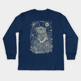 Moonlit Beaver in the Wild – Nature’s Ingenious Architect Kids Long Sleeve T-Shirt
