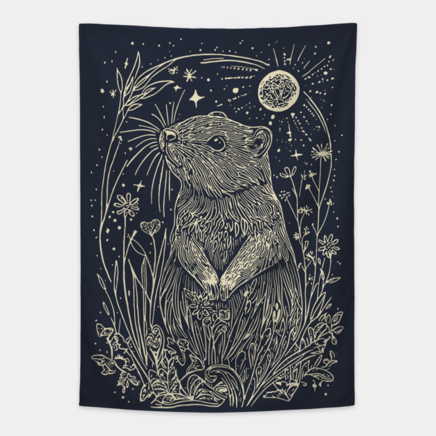 Moonlit Beaver in the Wild – Nature’s Ingenious Architect Tapestry by TuncGK