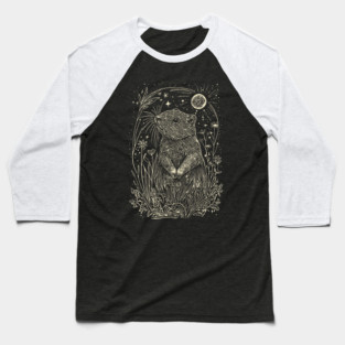 Moonlit Beaver in the Wild – Nature’s Ingenious Architect Baseball T-Shirt