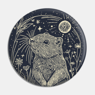 Moonlit Beaver in the Wild – Nature’s Ingenious Architect Pin