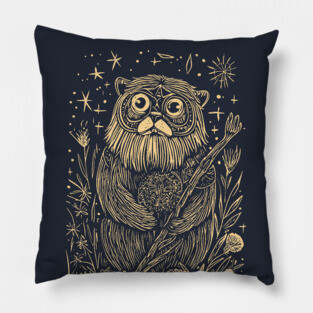 Celestial Bearded Creature – Mystical Guardian of the Forest Pillow