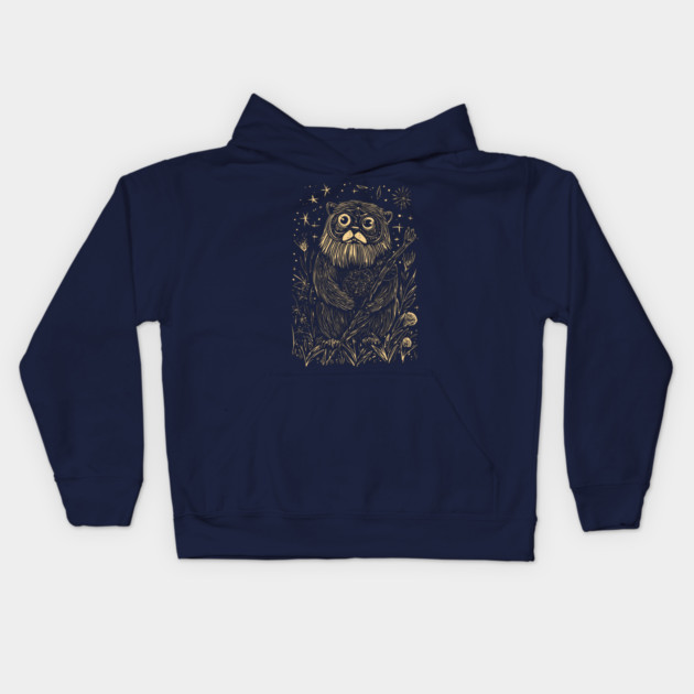 Celestial Bearded Creature – Mystical Guardian of the Forest Kids Hoodie by TuncGK