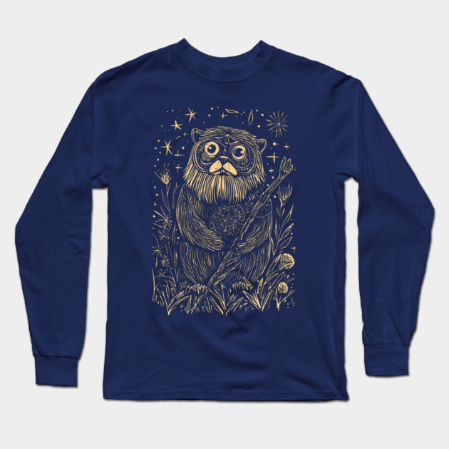 Celestial Bearded Creature – Mystical Guardian of the Forest Long Sleeve T-Shirt by TuncGK