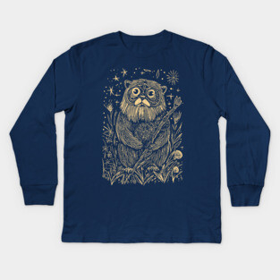 Celestial Bearded Creature – Mystical Guardian of the Forest Kids Long Sleeve T-Shirt