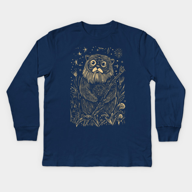 Celestial Bearded Creature – Mystical Guardian of the Forest Kids Long Sleeve T-Shirt by TuncGK
