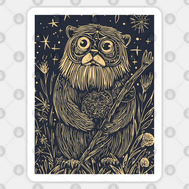 Celestial Bearded Creature – Mystical Guardian of the Forest Sticker by TuncGK