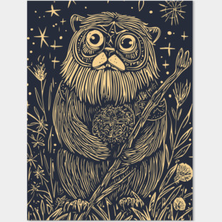 Celestial Bearded Creature – Mystical Guardian of the Forest Posters and Art