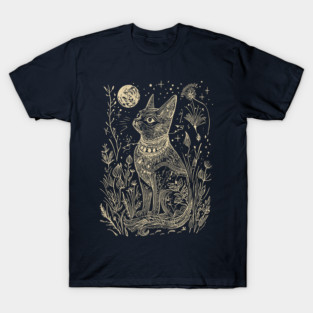 Celestial Bastet Under the Stars – Egyptian Goddess of Protection T-Shirt