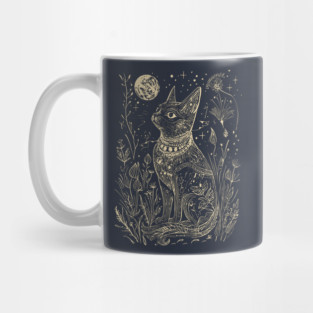 Celestial Bastet Under the Stars – Egyptian Goddess of Protection Mug