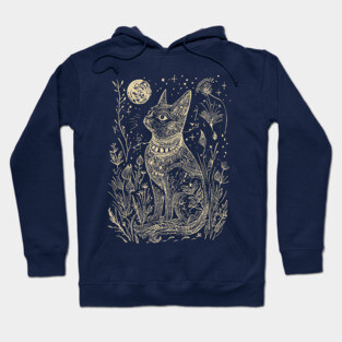 Celestial Bastet Under the Stars – Egyptian Goddess of Protection Hoodie