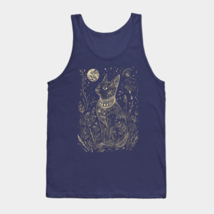 Celestial Bastet Under the Stars – Egyptian Goddess of Protection Tank Top