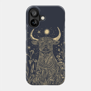 Celestial Sacred Bull – Mythical Power Under the Moon Phone Case
