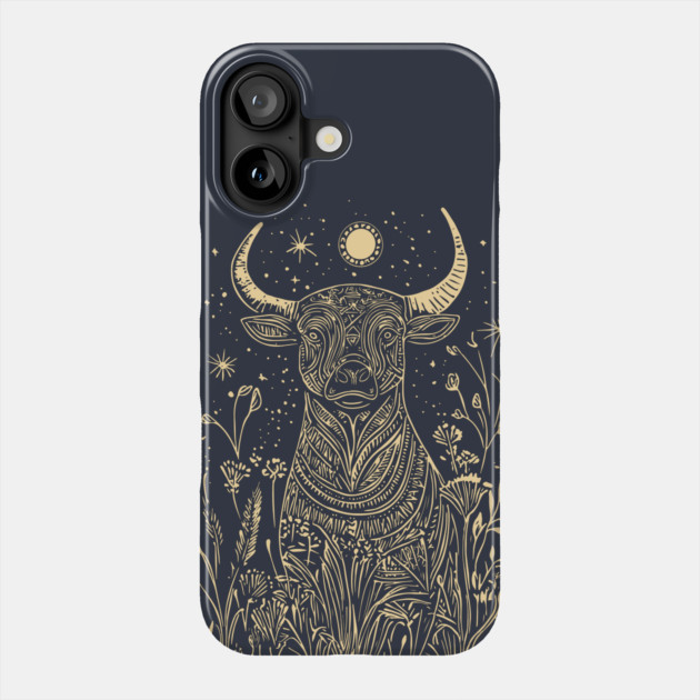 Celestial Sacred Bull – Mythical Power Under the Moon Phone Case by TuncGK