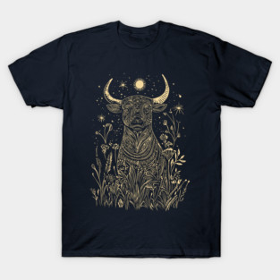 Celestial Sacred Bull – Mythical Power Under the Moon T-Shirt