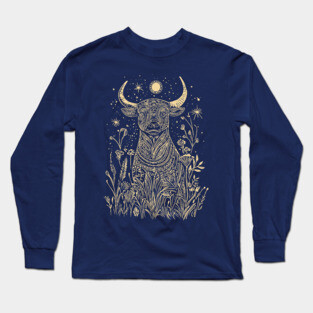 Celestial Sacred Bull – Mythical Power Under the Moon Long Sleeve T-Shirt