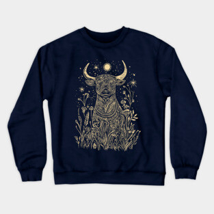 Celestial Sacred Bull – Mythical Power Under the Moon Crewneck Sweatshirt