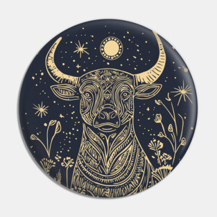 Celestial Sacred Bull – Mythical Power Under the Moon Pin