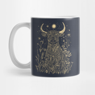 Celestial Sacred Bull – Mythical Power Under the Moon Mug