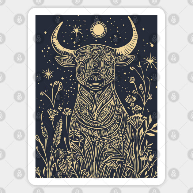 Celestial Sacred Bull – Mythical Power Under the Moon Sticker by TuncGK