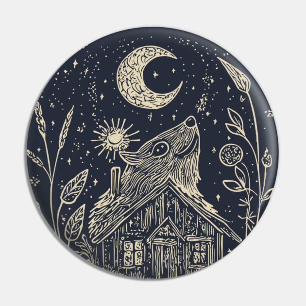 Mystical Cabin in the Forest – A Celestial Refuge Under the Moon Pin by TuncGK