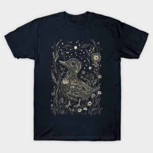 Moonlit Duck in the Meadow – A Tranquil Nighttime Scene T-Shirt