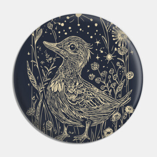 Moonlit Duck in the Meadow – A Tranquil Nighttime Scene Pin