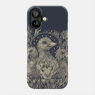 Celestial Ducklings Under the Moon – Family, Nature, and Cosmic Harmony Phone Case