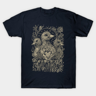 Celestial Ducklings Under the Moon – Family, Nature, and Cosmic Harmony T-Shirt