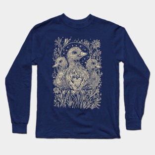 Celestial Ducklings Under the Moon – Family, Nature, and Cosmic Harmony Long Sleeve T-Shirt