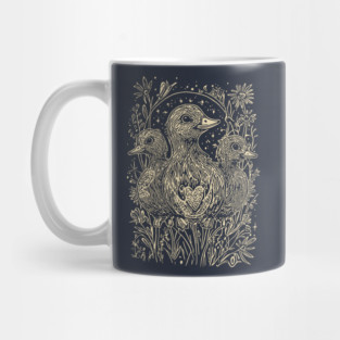 Celestial Ducklings Under the Moon – Family, Nature, and Cosmic Harmony Mug