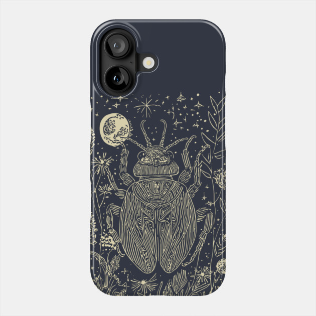 Mystical Scarab Under the Moon – Celestial Egyptian Symbol of Renewal Phone Case by TuncGK