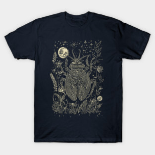Mystical Scarab Under the Moon – Celestial Egyptian Symbol of Renewal T-Shirt