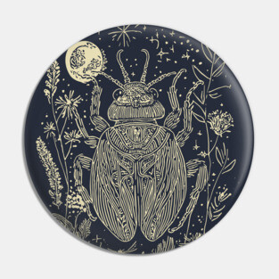 Mystical Scarab Under the Moon – Celestial Egyptian Symbol of Renewal Pin