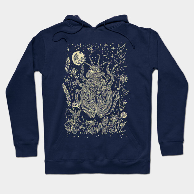 Mystical Scarab Under the Moon – Celestial Egyptian Symbol of Renewal Hoodie by TuncGK