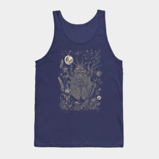 Mystical Scarab Under the Moon – Celestial Egyptian Symbol of Renewal Tank Top
