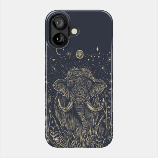 Celestial Mammoth in the Stars – Ancient Giant Under the Moon Phone Case