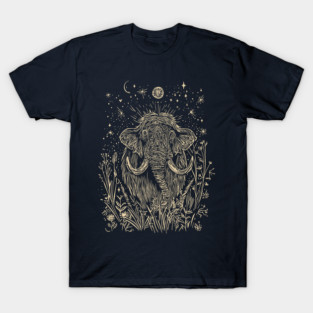 Celestial Mammoth in the Stars – Ancient Giant Under the Moon T-Shirt
