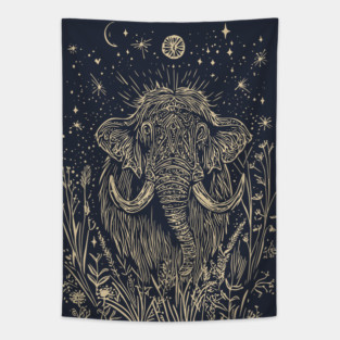 Celestial Mammoth in the Stars – Ancient Giant Under the Moon Tapestry
