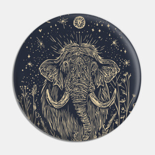 Celestial Mammoth in the Stars – Ancient Giant Under the Moon Pin