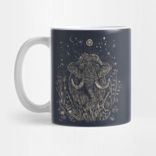 Celestial Mammoth in the Stars – Ancient Giant Under the Moon Mug