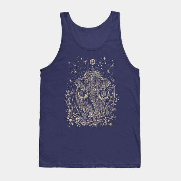Celestial Mammoth in the Stars – Ancient Giant Under the Moon Tank Top by TuncGK