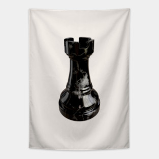 Black Marble Rook Chess Piece Tapestry