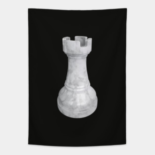White Marble Rook Chess Piece Tapestry