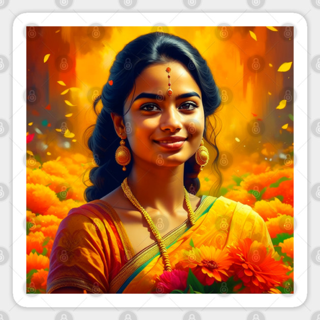 Gudi Padwa Woman Sticker by HolidayBug