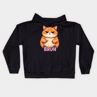 Grumpy "Bruh" Cat: Funny Meme Kids Hoodie