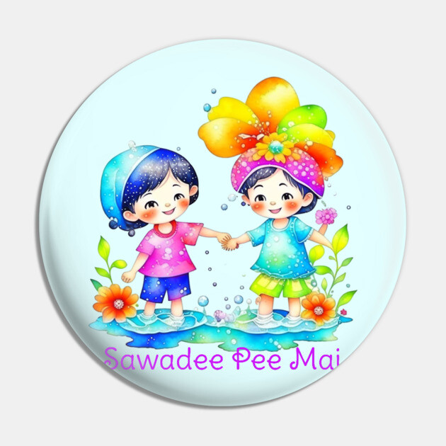 Sawadee Pee Mai Watercolor Pin by HolidayBug