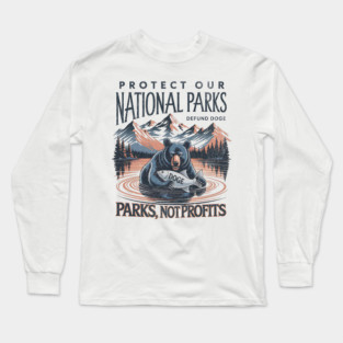 Protect Our National Parks Defund Doge Parks Not Profits Retro Vintage Long Sleeve T-Shirt