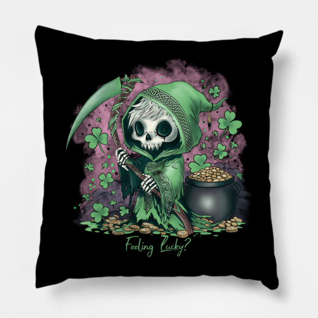 St. Patrick's Day Grim Reaper Pillow by H. R. Sinclair