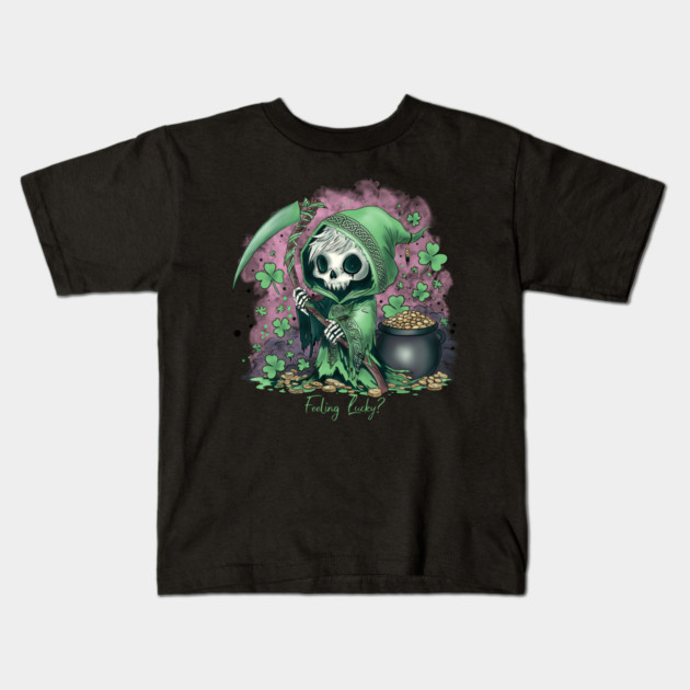 St. Patrick's Day Grim Reaper Kids T-Shirt by H. R. Sinclair