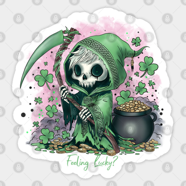 St. Patrick's Day Grim Reaper Sticker by H. R. Sinclair